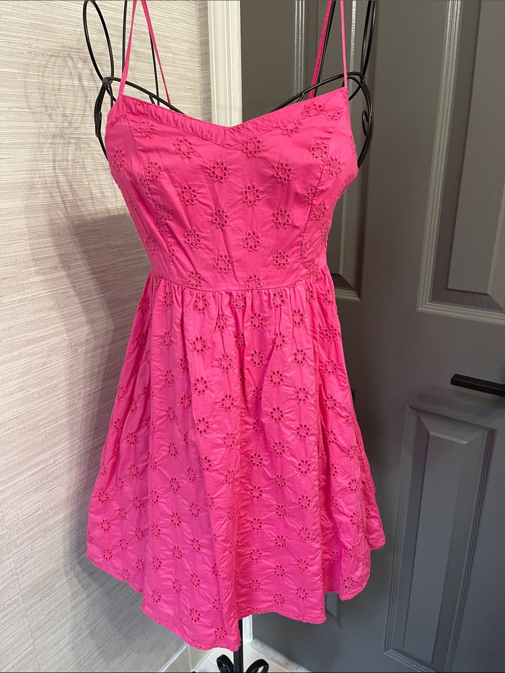 Old Navy Hot Pink Eyelet Mini Dress